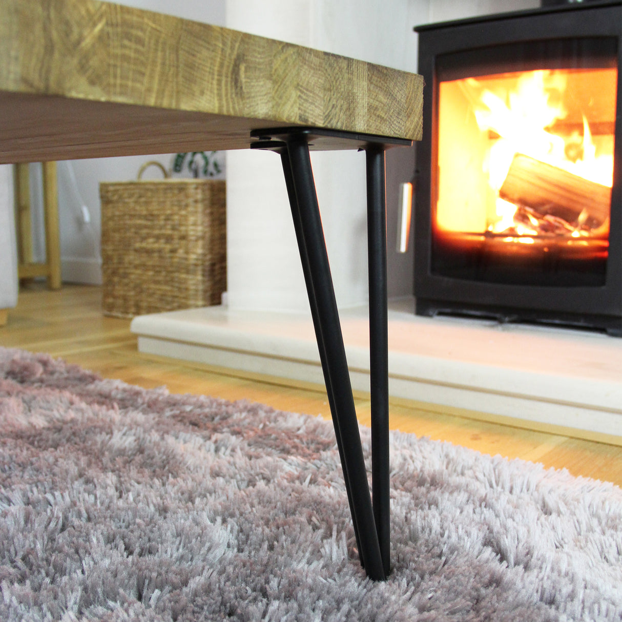 4 x 28" Hairpin Legs - 2 Prong - 10mm - Black