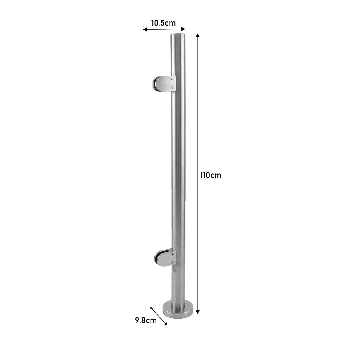 MonsterShop Stainless Steel Balustrade, End Post, 110cm H