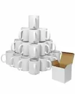 36 White Polymer Coated AAA Mugs With Boxes