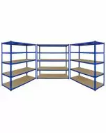 Monster Racking T-Rax 3 x Extra Wide Storage Shelves, Blue, 160cm W, 60cm D