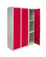 3 x Metal Storage Lockers - Three Doors, Red - Flatpack