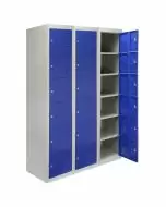 3 x Metal Storage Lockers - Six Doors, Blue - Flatpack