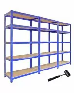 3 x Monster Racking T-Rax Metal Storage Shelves, Blue, 90cm W, 45cm D