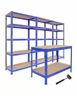 Monster Racking: 3 T-Rax Storage Shelving Units & 120cm Q-Rax Workbench